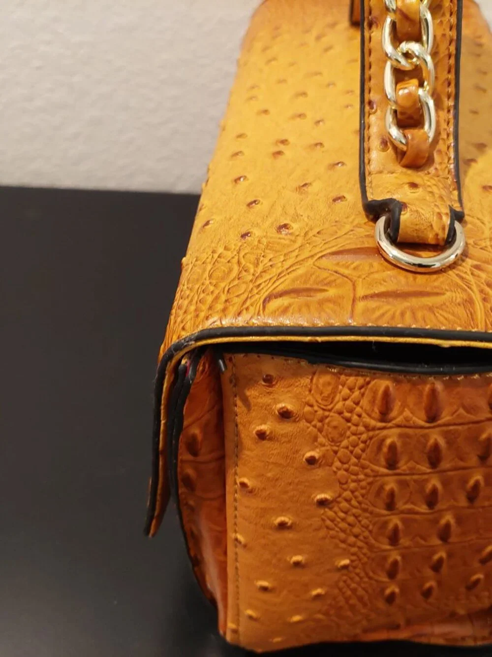 Ostrich print handbag and wallet